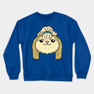 Round mid long haired shih tzu Crewneck Sweatshirt